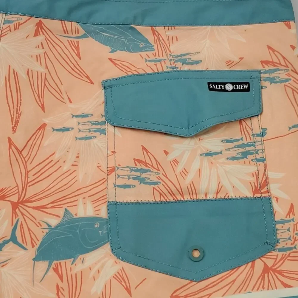 Salty Crew Men's Dark Aqua Tandem Board Shorts Size 38